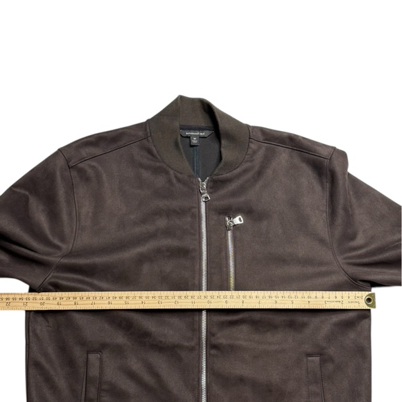 Banana Republic Faux Suede Chocolate Brown Bomber Jacket Men’s Medium - Picture 14 of 14